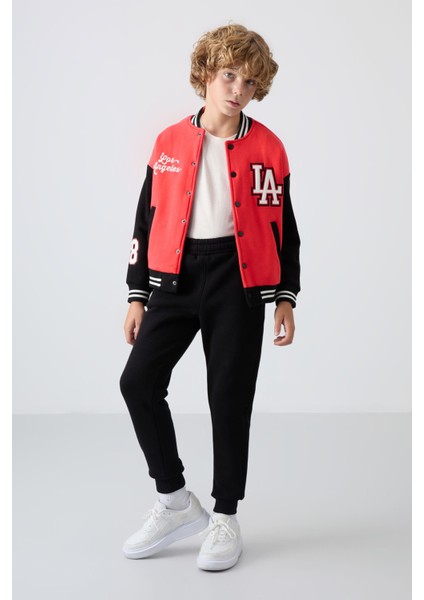 Fiesta Pamuklu Kalın İçi Tüylü Yumuşak Dokulu Standart Fit Nakışlı Erkek Çocuk Kolej Ceket - 11258 modelleri