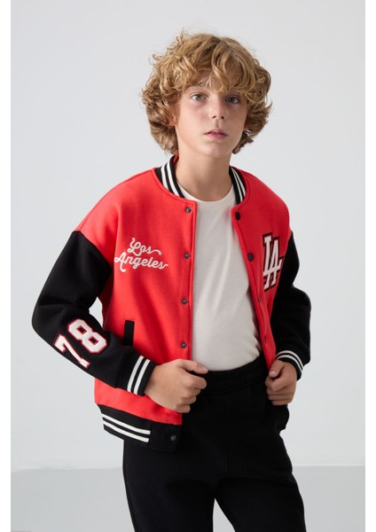 Fiesta Pamuklu Kalın İçi Tüylü Yumuşak Dokulu Standart Fit Nakışlı Erkek Çocuk Kolej Ceket - 11258 fırsatları