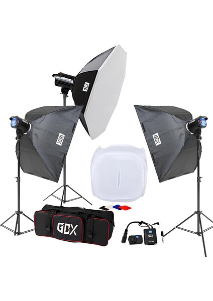 BM400 3'lü Paraflaş Set + Çekim Çadırı 80X80CM