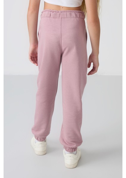 Gül Kurusu Pamuklu Içi Tüylü Yumuşak Dokulu Standart Fit Nakışlı Kız Çocuk eşofman Alt - 75158 indirimleri