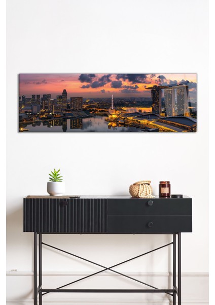 Gün Batımı Şehir Işıkları Panoramik Cam Tablo, Darbelere Dayanıklı Kırılmaz Cam, Hediyelik