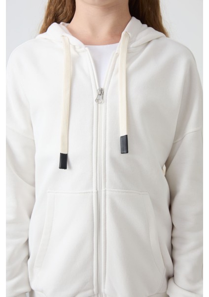 Ekru Pamuklu Içi Tüylü Yumuşak Dokulu Standart Fit Nakışlı Kız Çocuk sweatshirt - 75149 fiyatları