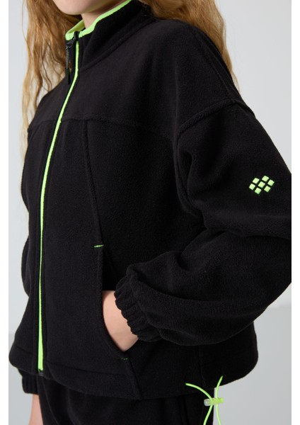 Siyah Kalın Yumuşak Dokulu Standart Fit Nakışlı Polar Kız Çocuk Sweatshirt - 75157 fiyatları