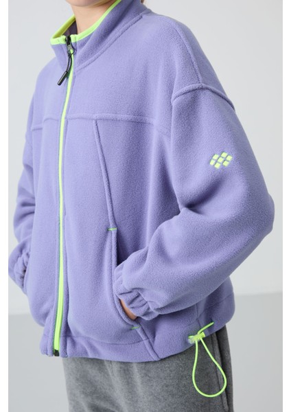 Eflatun Kalın Yumuşak Dokulu Standart Fit Nakışlı Polar Kız Çocuk Sweatshirt - 75157 modelleri