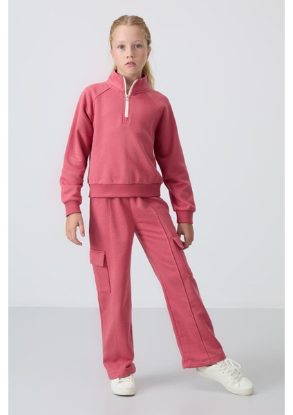 Yaban Gülü Pamuklu İçi Tüylü Yumuşak Dokulu Standart Fit Nakışlı Kız Çocuk Eşofman Takım - 75159 fırsatları