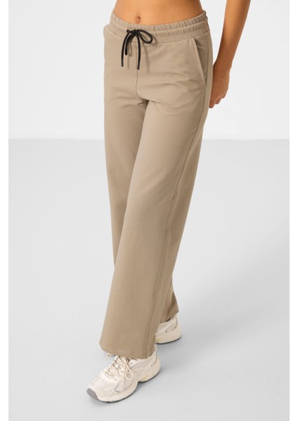 Koyu Bej Dik Yaka Fermuarlı Pamuklu Kadın Eşofman Tunik Takım - 95346 fiyatları