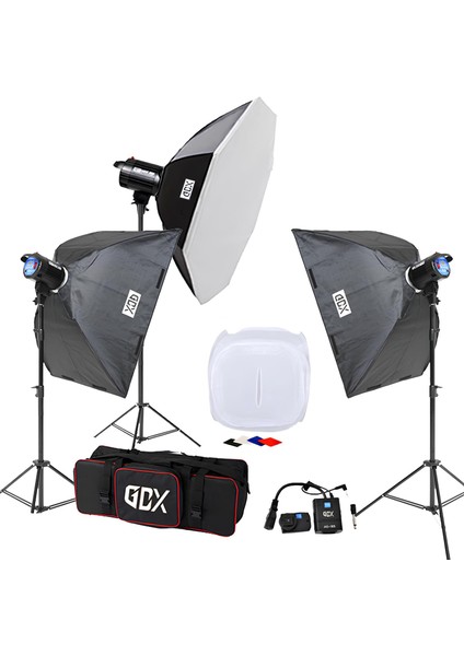 BM400 3'lü Paraflaş Set + Çekim Çadırı 60X60CM