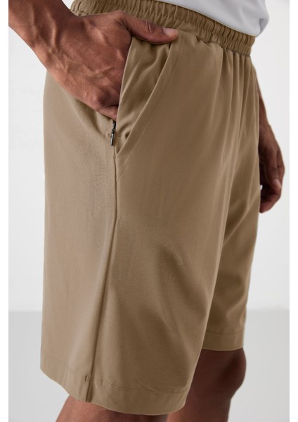 Bej Polyester Kalın Yumuşak Comfort Fit Erkek Şort - 81268 indirimleri