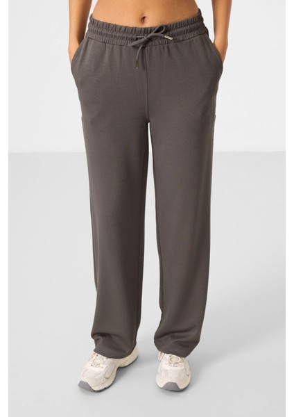 Koyu Gri Yumuşak Dokulu Kapüşonlu Oversize Kadın Eşofman Tunik Takım - 95348 fiyatları