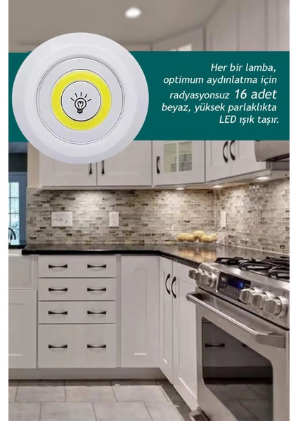 Uzaktan Kumandalı Yapışkanlı Kablosuz Pilli LED 3'lü Spot Lamba fırsatları