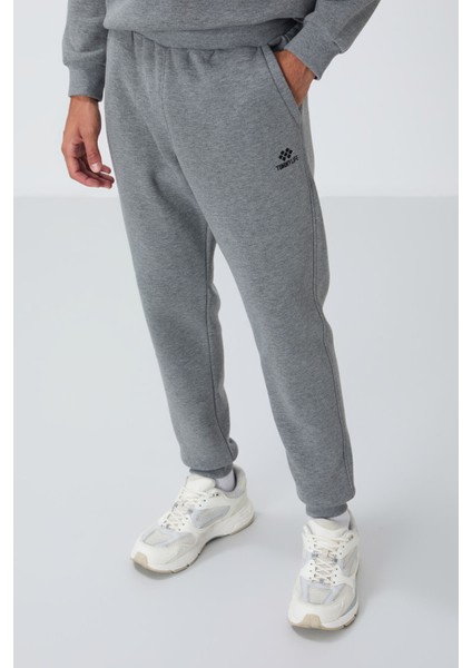 Gri Melanj Pamuklu Kalın Içi Tüylü Yumuşak Dokulu Comfort Fit Nakışlı Erkek Eşofman Takım -85265 modelleri