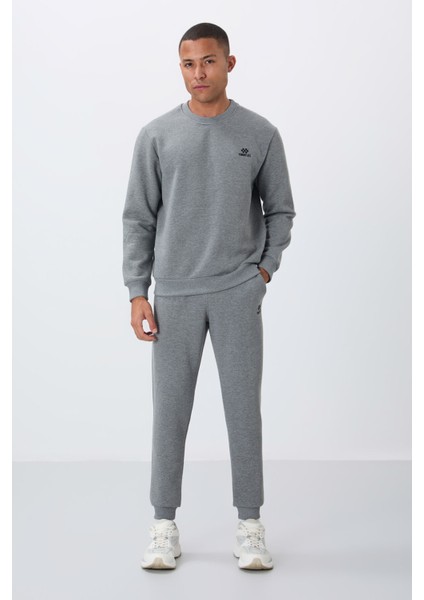 Gri Melanj Pamuklu Kalın Içi Tüylü Yumuşak Dokulu Comfort Fit Nakışlı Erkek Eşofman Takım -85265 fırsatları