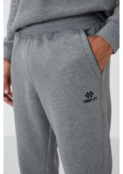 Gri Melanj Pamuklu Kalın Içi Tüylü Yumuşak Dokulu Comfort Fit Nakışlı Erkek Eşofman Takım -85265 indirimleri