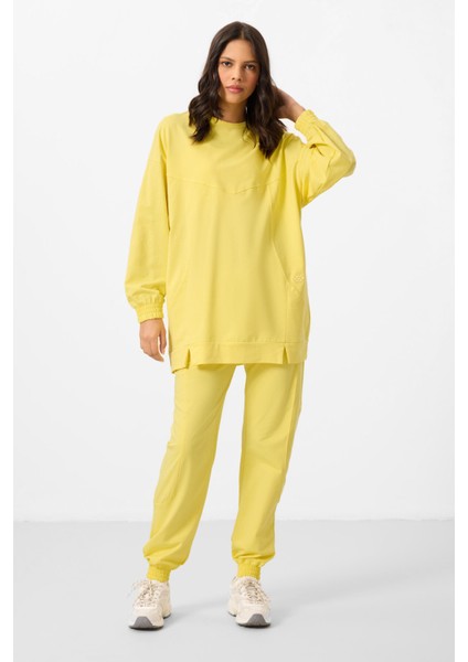 Limon O Yaka Basic Oversize Kadın Eşofman Tunik Takım - 95347 modelleri