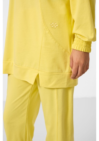 Limon O Yaka Basic Oversize Kadın Eşofman Tunik Takım - 95347 fırsatları