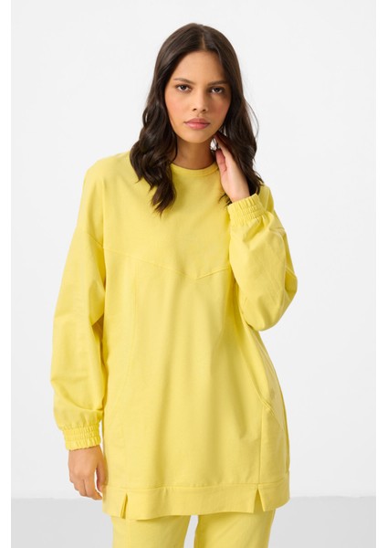 Limon O Yaka Basic Oversize Kadın Eşofman Tunik Takım - 95347 indirimleri