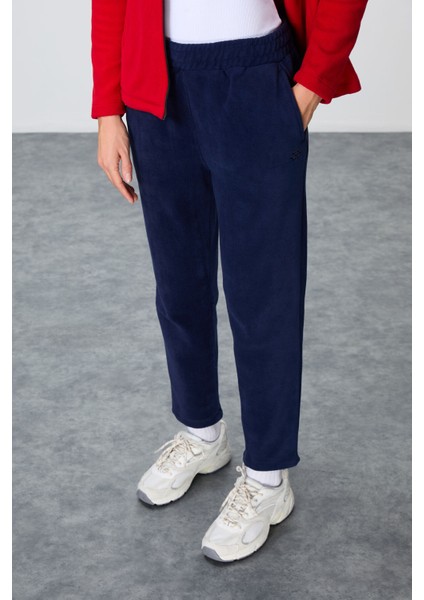 Kırmızı-Lacivert Kalın Yumuşak Dokulu Dik Yaka Oversize Nakışlı Polar Kadın Eşofman Takım -95339 fırsatları