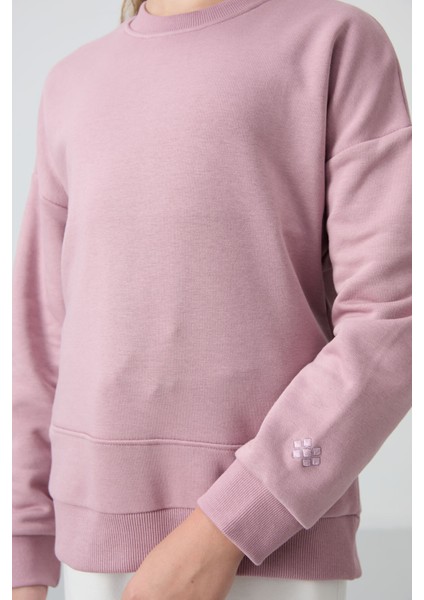 Gül Kurusu Pamuklu İçi Tüylü Yumuşak Dokulu Oversize Nakışlı Kız Çocuk Sweatshirt - 75150 modelleri
