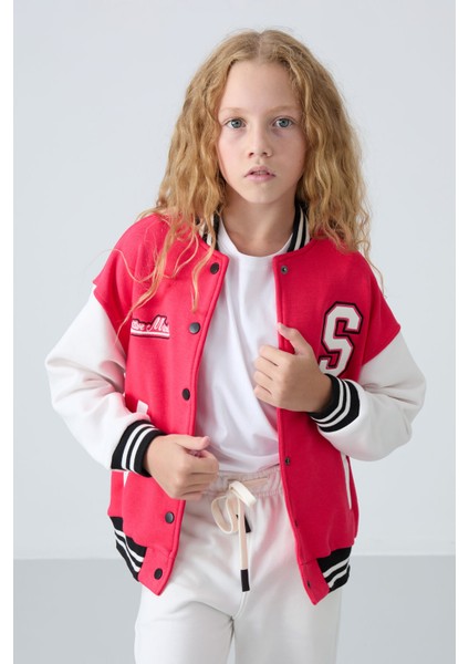 Viva Kırmızı Pamuklu İçi Tüylü Yumuşak Dokulu Standart Fit Nakışlı Kız Çocuk Kolej Ceket - 75163 modelleri