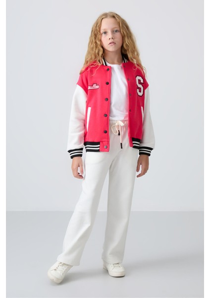 Viva Kırmızı Pamuklu İçi Tüylü Yumuşak Dokulu Standart Fit Nakışlı Kız Çocuk Kolej Ceket - 75163 fırsatları