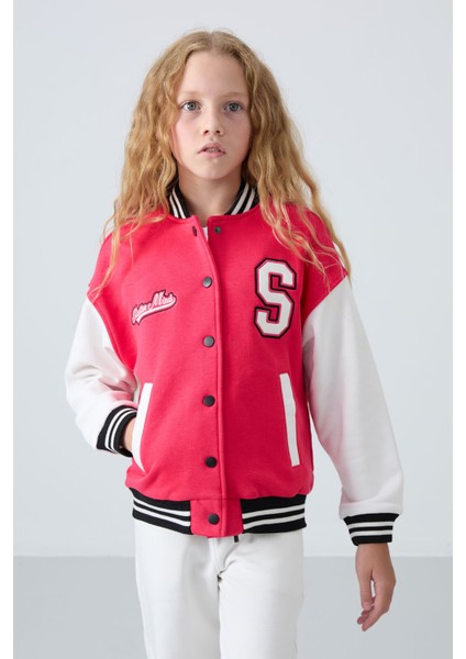 Viva Kırmızı Pamuklu İçi Tüylü Yumuşak Dokulu Standart Fit Nakışlı Kız Çocuk Kolej Ceket - 75163 indirimleri