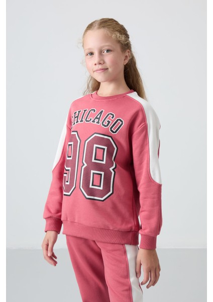 Yaban Gülü Pamuklu İçi Tüylü Yumuşak Dokulu Standart Fit Baskılı Kız Çocuk Eşofman Takım - 75170 fiyatları