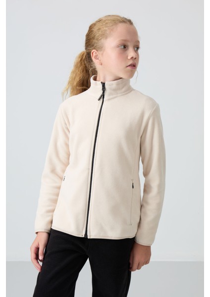 Bej Kalın Yumuşak Dokulu Standart Fit Nakışlı Polar Kız Çocuk Sweatshirt - 75154 indirimleri