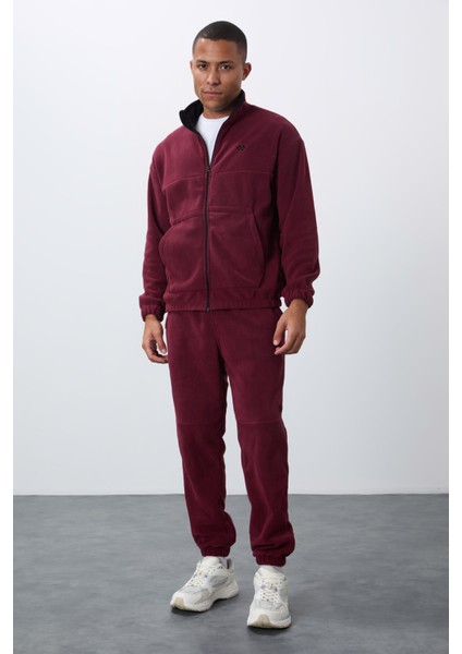 Erguvan Kalın Yumuşak Dokulu Comfort Fit Nakışlı Erkek Eşofman Takım - 85269 indirimleri