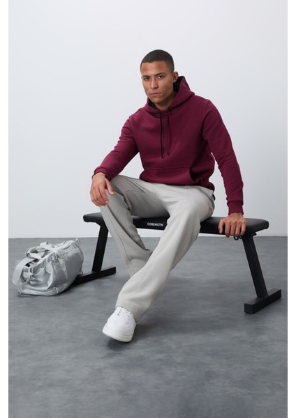 Erguvan Pamuklu Kalın İçi Tüylü Yumuşak Dokulu Comfort Fit Nakışlı Erkek Sweatshirt - 88419