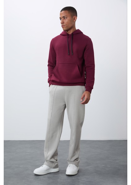 Erguvan Pamuklu Kalın İçi Tüylü Yumuşak Dokulu Comfort Fit Nakışlı Erkek Sweatshirt - 88419 modelleri