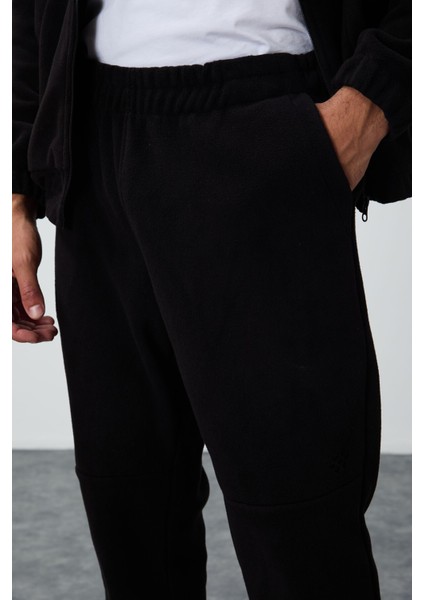 Siyah Kalın Yumuşak Dokulu Comfort Fit Nakışlı Erkek Eşofman Takım - 85269 modelleri