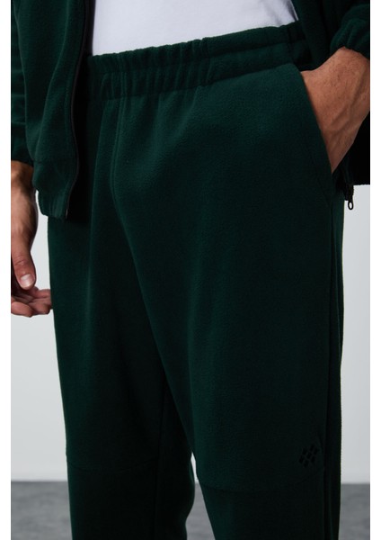 Çam Yeşil Kalın Yumuşak Dokulu Comfort Fit Nakışlı Erkek Eşofman Takım - 85269 modelleri