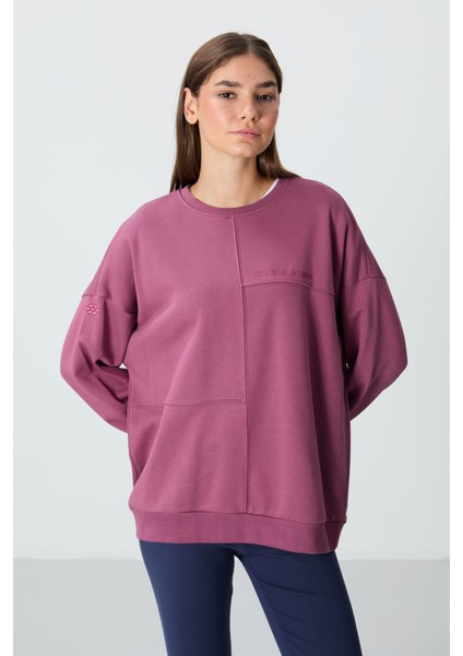 Soft Vişne Kompakt Pamuklu Kalın Pürüzsüz Dokulu O Yaka Oversize Fit Kadın Sweatshirt - 97288 fiyatları