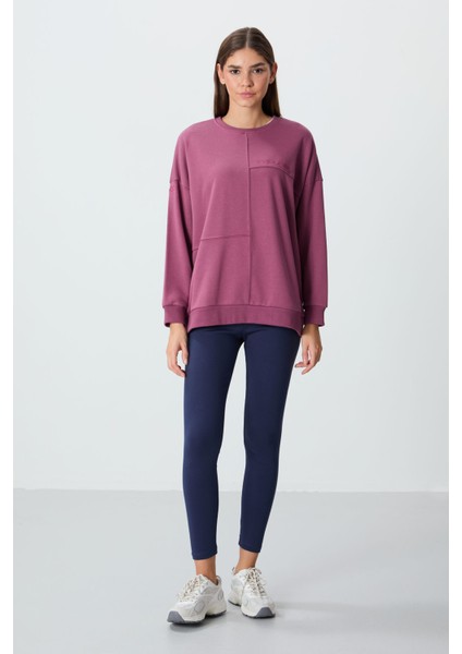 Soft Vişne Kompakt Pamuklu Kalın Pürüzsüz Dokulu O Yaka Oversize Fit Kadın Sweatshirt - 97288 fırsatları
