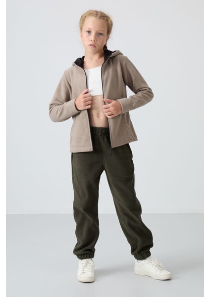 Koyu Bej Kalın Yumuşak Dokulu Standart Fit Nakışlı Polar Kız Çocuk Sweatshirt - 75152 fırsatları