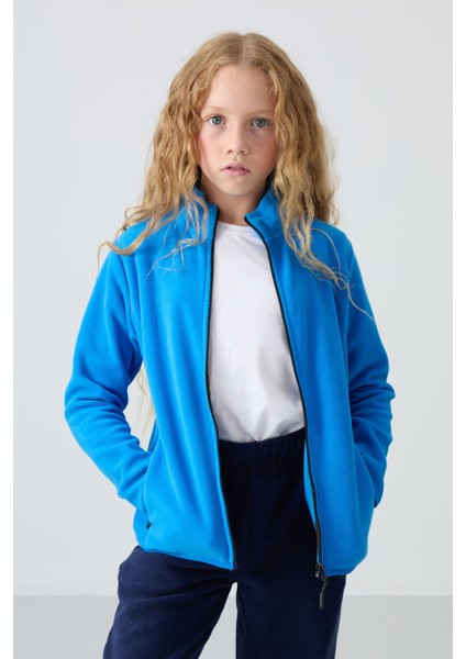 Saks Kalın Yumuşak Dokulu Standart Fit Nakışlı Polar Kız Çocuk Sweatshirt - 75154