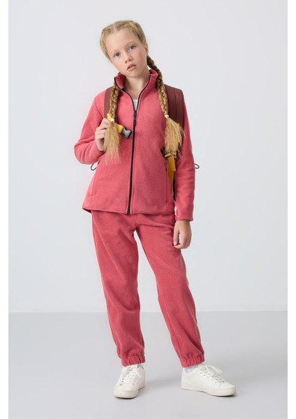 Yaban Gülü Kalın Yumuşak Dokulu Standart Fit Nakışlı Polar Kız Çocuk Sweatshirt - 75154 fırsatları