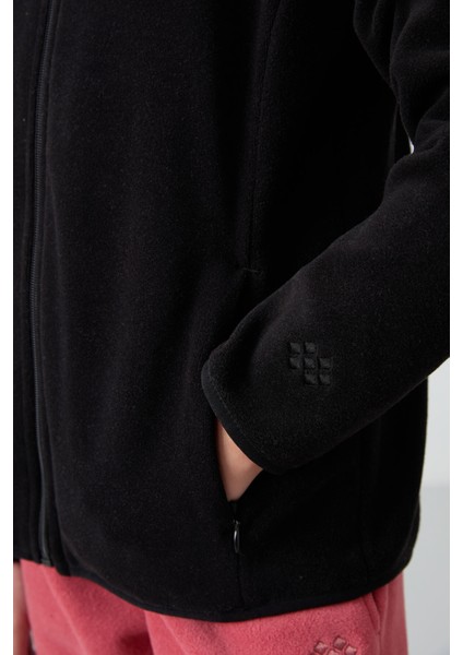 Siyah Kalın Yumuşak Dokulu Standart Fit Nakışlı Polar Kız Çocuk Sweatshirt - 75154 fiyatları