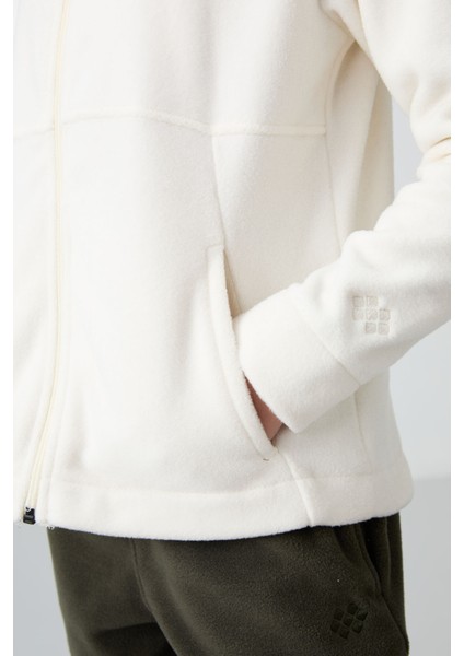 Ekru Kalın Yumuşak Dokulu Standart Fit Nakışlı Polar Kız Çocuk Sweatshirt - 75152 modelleri