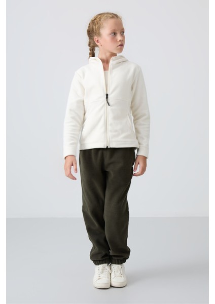 Ekru Kalın Yumuşak Dokulu Standart Fit Nakışlı Polar Kız Çocuk Sweatshirt - 75152 fırsatları