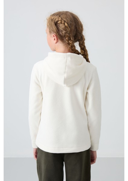 Ekru Kalın Yumuşak Dokulu Standart Fit Nakışlı Polar Kız Çocuk Sweatshirt - 75152 indirimleri