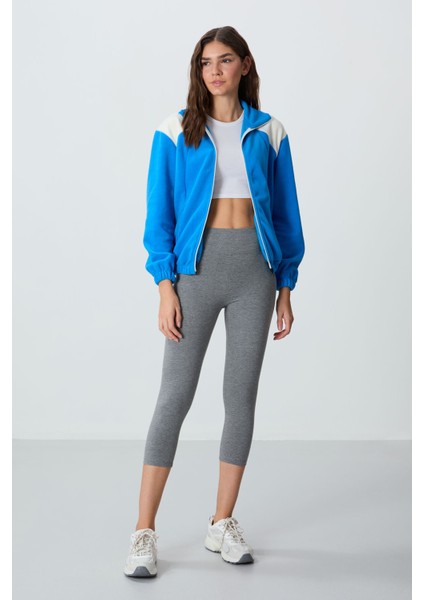 Saks Kalın Yumuşak Dokulu Dik Yaka Oversize Nakışlı Polar Kadın Sweatshirt - 97293 modelleri