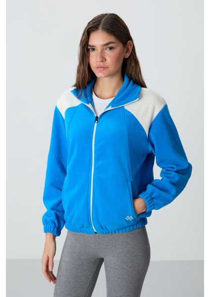 Saks Kalın Yumuşak Dokulu Dik Yaka Oversize Nakışlı Polar Kadın Sweatshirt - 97293 fırsatları