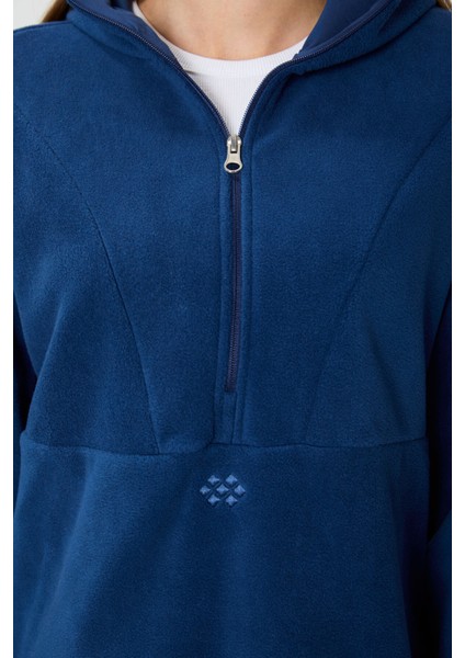 Parlament Kalın Yumuşak Dokulu Kapüşonlu Oversize Nakışlı Polar Kadın Sweatshirt -97286 modelleri