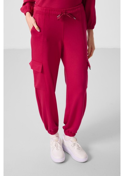 Viva Kırmızı Yumuşak Dokulu Dik Yaka Gizli Fermuarlı Oversize Kadın Eşofman Takım - 95351 fırsatları