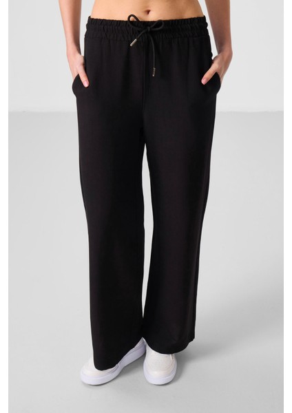 Siyah Keten Geniş Paça Rahat Form Kadın Palazzo Pantolon - 94675 fiyatları