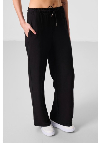 Siyah Keten Geniş Paça Rahat Form Kadın Palazzo Pantolon - 94675 fırsatları