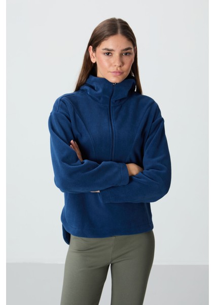 Parlament Kalın Yumuşak Dokulu Kapüşonlu Oversize Nakışlı Polar Kadın Sweatshirt -97286 indirimleri