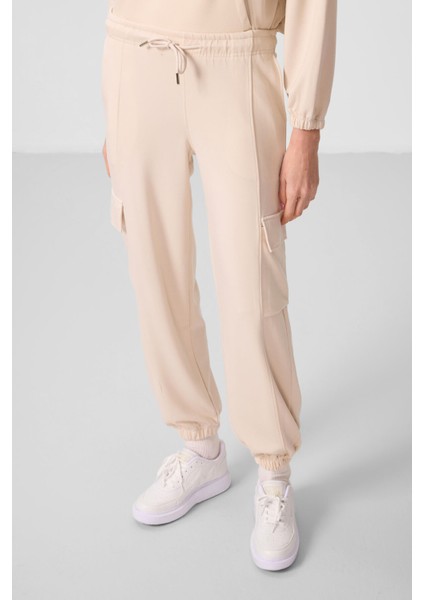 Bej Yumuşak Dokulu Dik Yaka Gizli Fermuarlı Oversize Kadın Eşofman Takım - 95351 fiyatları