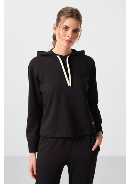 Siyah Kapüşonlu Oversize Kadın Eşofman Takım - 95336 modelleri